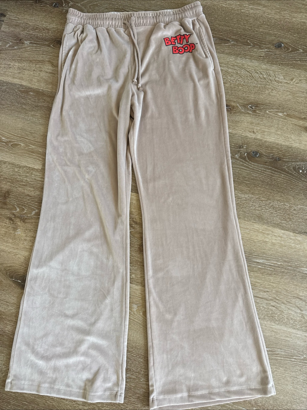 Vintage Y2k Betty Book Tan Velour Drawstring Wide Leg Sweatpants Xl New